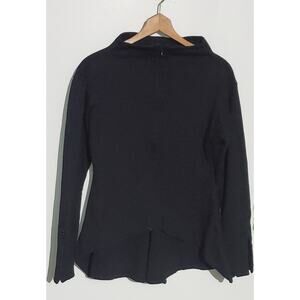 Elm Design Womens Black Long Sleeve  Zip Front Top Size Large Clubwear Lagenlook